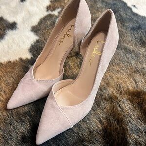 Lulu's Blush Suede Pointed Heels